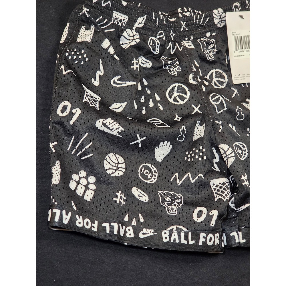 Nike Ball For All Mesh Basketball Shorts Black Doodle Print Size 5 86J778-023 - Picture 4 of 7